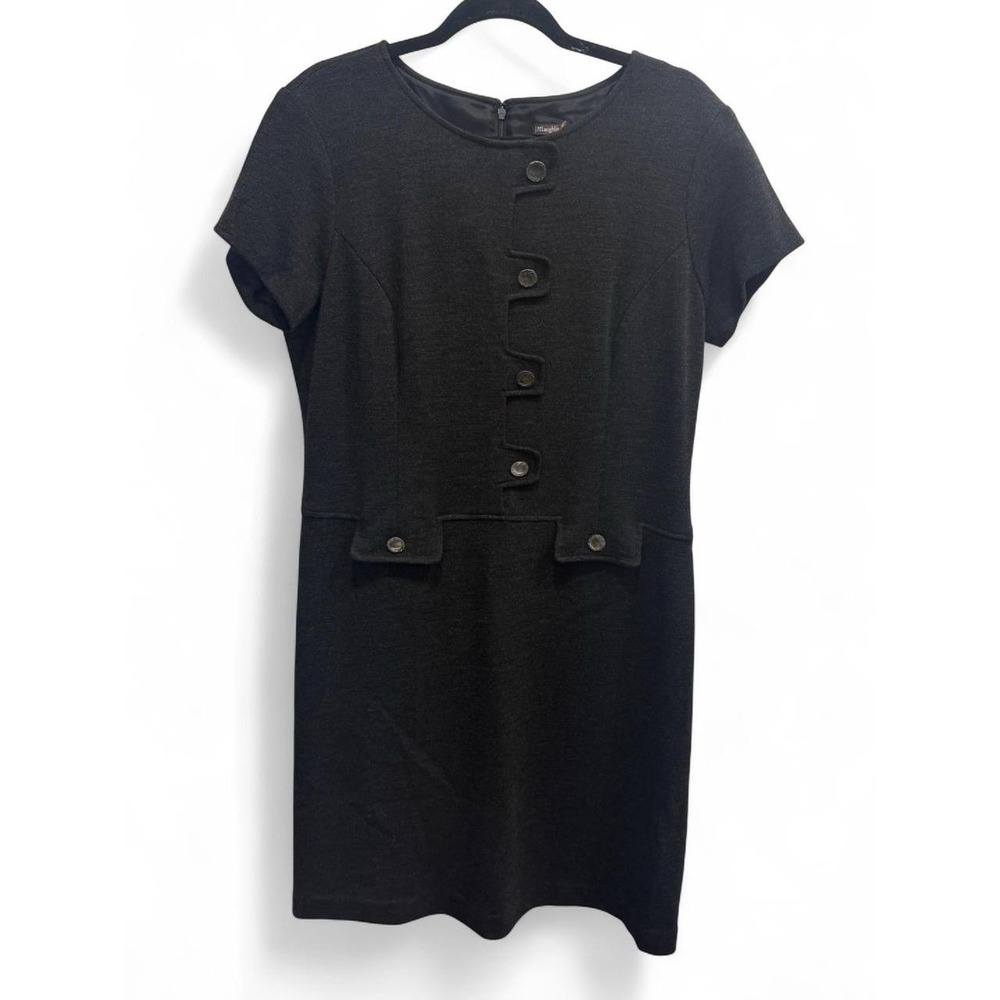 J. McLaughlin Charcoal‎ Grey Dress, 100% Wool Shell, Size 12 EUC